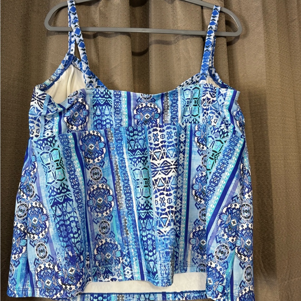 Swimsuits For All Blue Multi-Pattern Swim Top - Picture 2 of 6